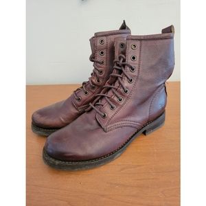 Frye Veronica Combat Boots in Dark Brown - Size 6.5